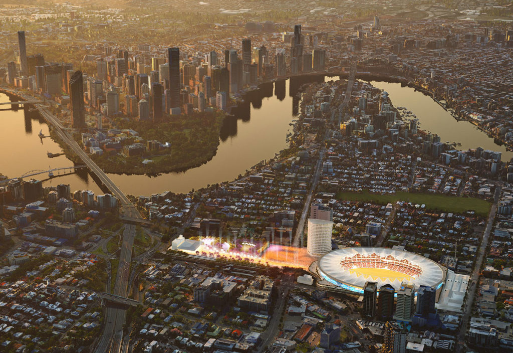 Concept rendering of the forner Woolloongabba Olympic stadium plan
