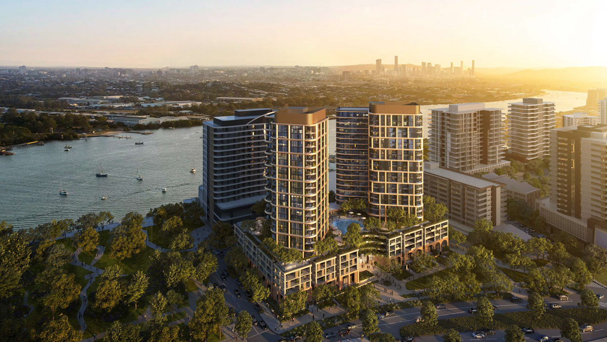 Architectural rendering of Brookfield's new built-to-rent development at Portside East, Hamilton