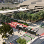 Rendering of the Brisbane Metro at Cultural Centre Station. Source: Brisbane City Council