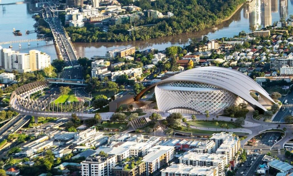Architectural concept rendering of Brisbane Live at the GoPrint site by HAL architects. Image by Simon Finger