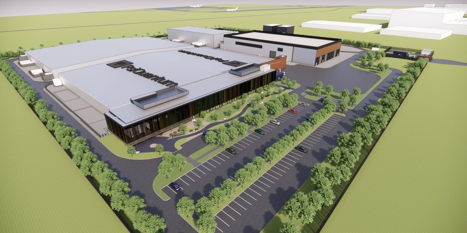 Architectural rendering of PsiQuantum's Brisbane quantum computer, offices and research labs