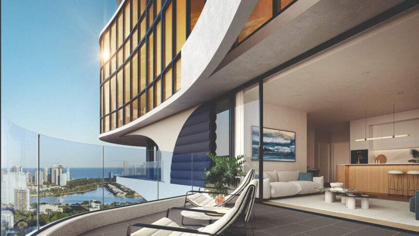 Apartments are designed to capture panoramic views, blending indoor living with the Gold Coast skyline.