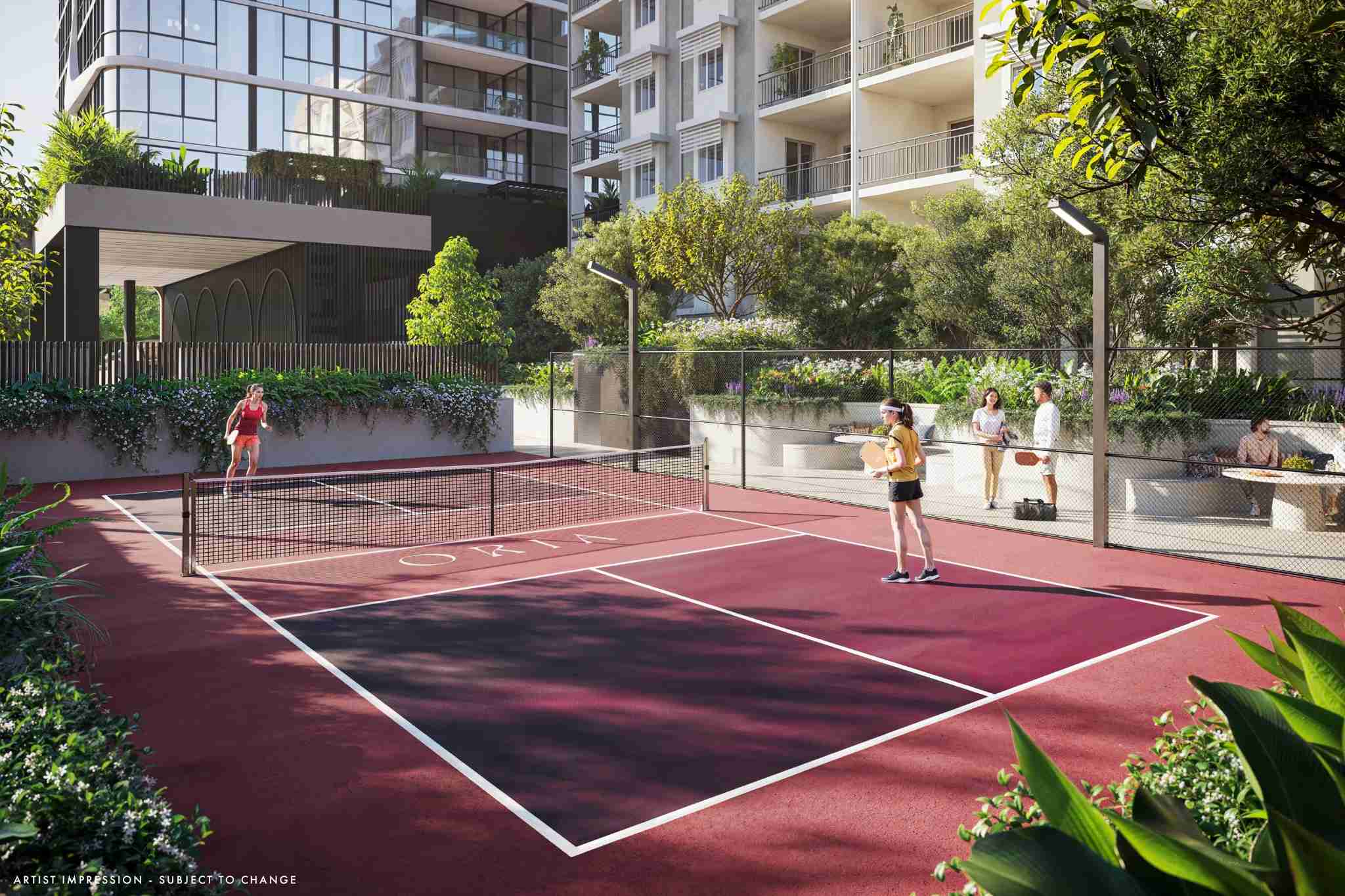 Architectural rendering of ORIA's Pickleball Court