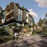 Architectural rendering of the proposed retirement living development, illustrating the integration of new buildings at 233 Milton Road, Milton.