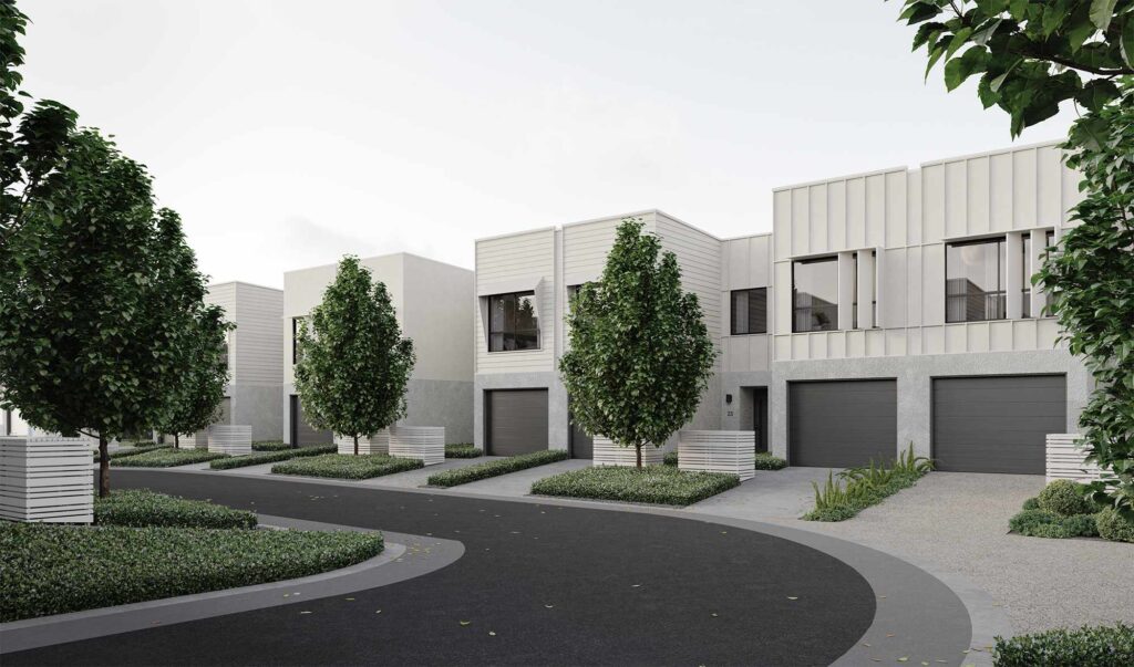 Architectural rendering of Wellbrook streetscape