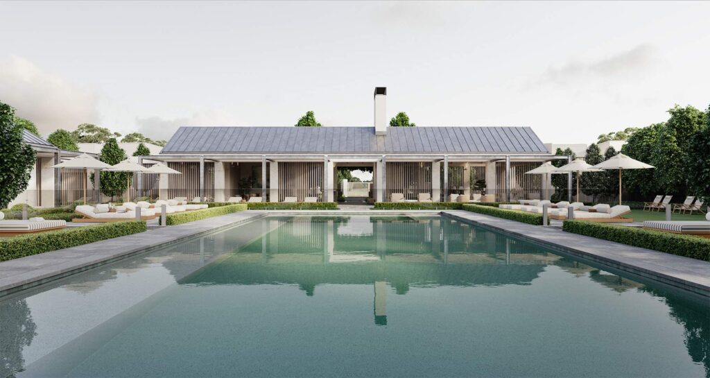Architectural rendering of Wellbrook pool area