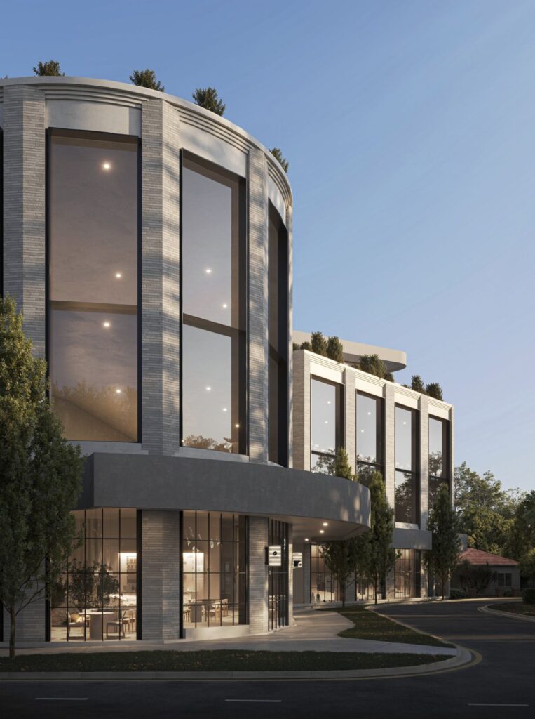 Architectural rendering of Ilé Ashgrove development at 257 Waterworks Road showing the external built form and street interface.