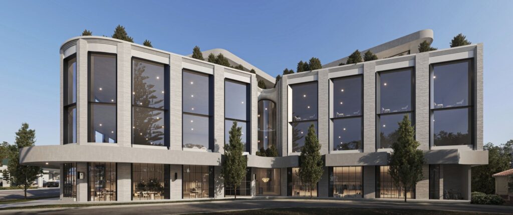 Architectural rendering of Ilé Ashgrove development at 257 Waterworks Road showing the external built form and street interface.