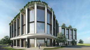 Architectural rendering of the proposed 257 Waterworks Road mixed-use development, showing the external built form and street interface.