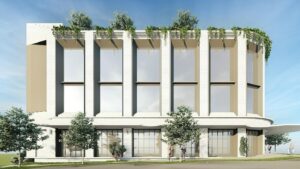 Architectural rendering of the proposed 257 Waterworks Road mixed-use development, showing the external built form and street interface.