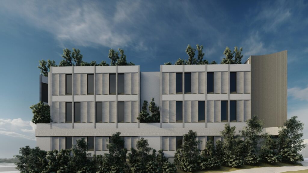 Architectural rendering of the proposed 257 Waterworks Road mixed-use development, showing the external built form and street interface.