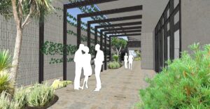 Architectural rendering of the proposed mixed use development at 128 Racecourse Road, Ascot