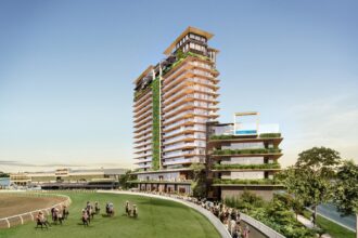 Architectural rendering of Sunlight Lifestyle Precinct at the Gold Coast Turf Club