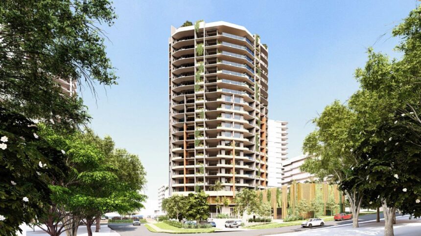 Architectural rendering of the external built form of the approved 51 Darragh Street project.
