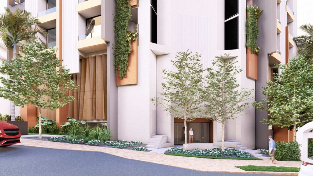 Architectural rendering of the external built form of the approved 51 Darragh Street project.