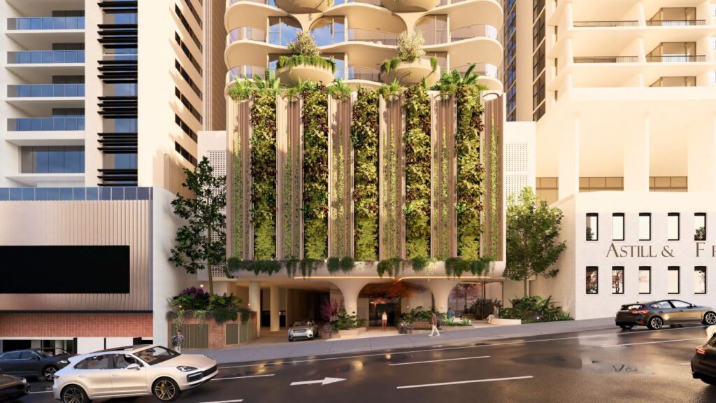 Architectural rendering showing the Cordelia Street frontage of Symphony