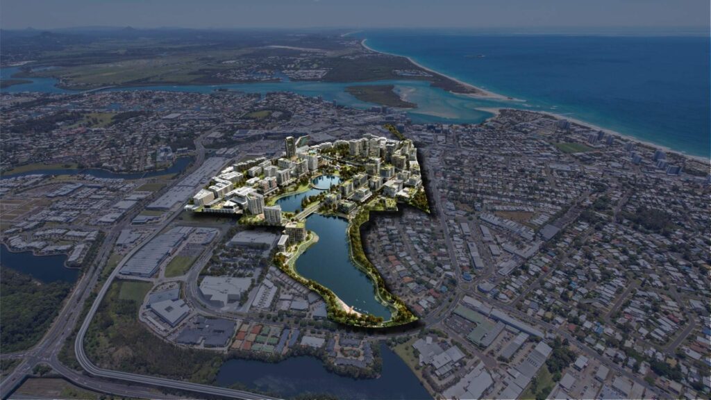Aerial rendering of Maroochydore City Centre vision.