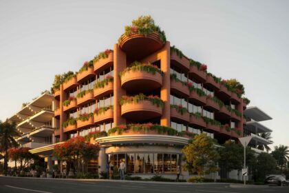 Architectural rendering of the external built form of the proposed 53 Racecourse Road, Hamilton project