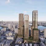 Architectural rendering of the external built form of the proposed Toowong Central precinct.