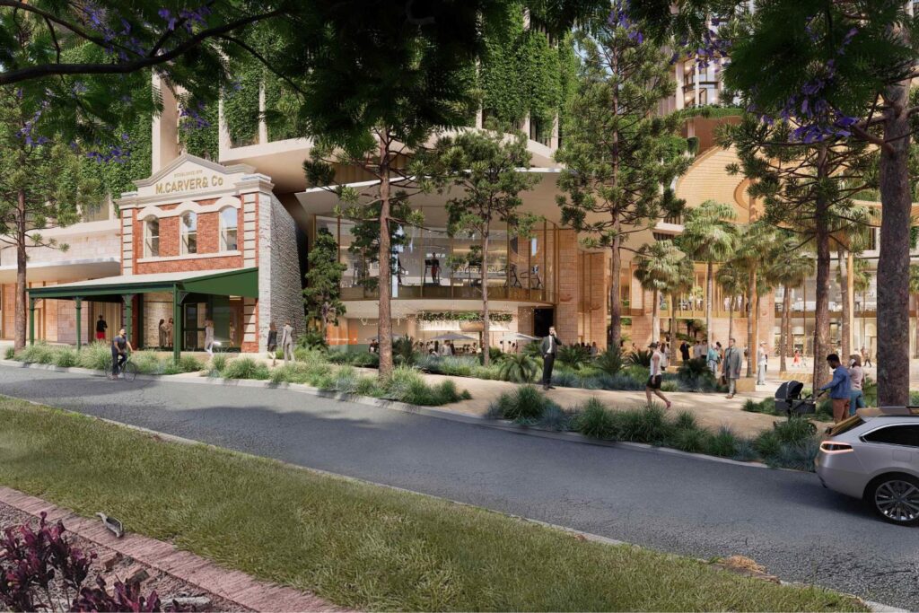 Architectural rendering of the ground floor of the proposed Toowong Central precinct.