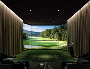 Architectural rendering of the sports simulator room at Teneriffe Banks.