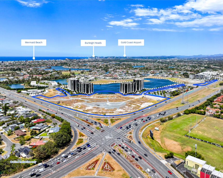Aerial image of The Lanes Precinct at Mermaid Waters