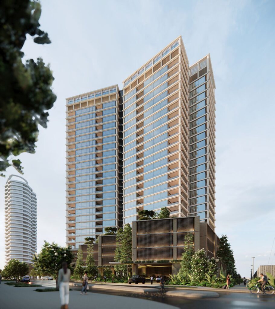 Architectural rendering of the external built form of the proposed 47 Skyring Terrace project.