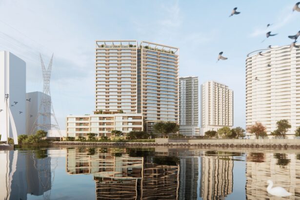 Architectural rendering of the external built form of the proposed 47 Skyring Terrace project.