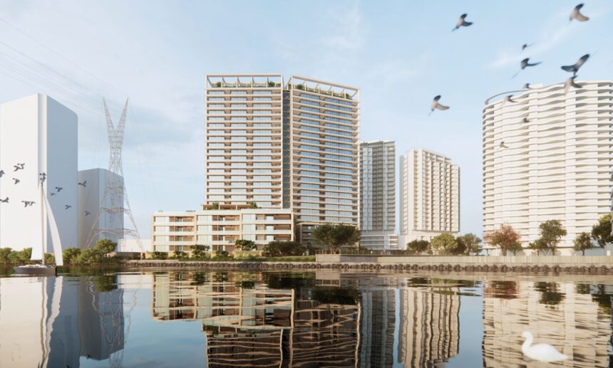 Architectural rendering of the external built form of the proposed 47 Skyring Terrace project.