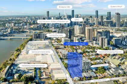 Indicative location map highlighting 176 Montague Road within the broader South Bank expansion precinct.