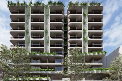 Architectural rendering of the external built form of the proposed Oppo Residences project.