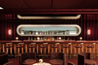 Architectural rendering of the Vixen Room bar interior of the proposed Hotel Terminus project.