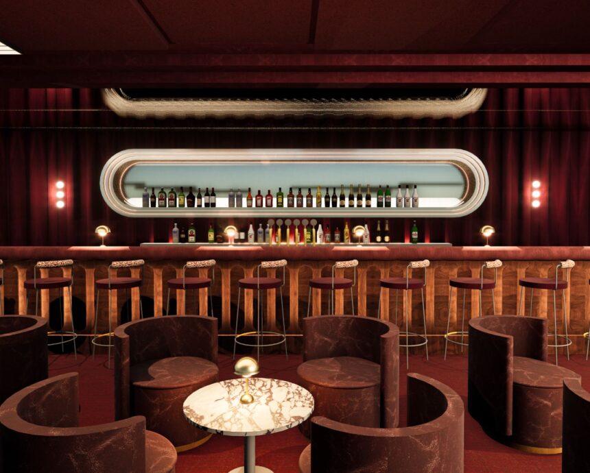 Architectural rendering of the Vixen Room bar interior of the proposed Hotel Terminus project.