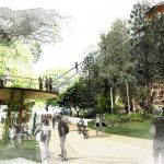 Artist's impression of the proposed zipline that would carry riders across the Brisbane River from Kangaroo Point