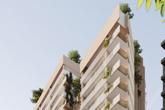 Artist's impression of the proposed 22 storey Frank Developments tower at Wyandra Street, Newstead